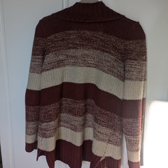 Women's Striped Maroon and Beige Sweater - Picture 3 of 3